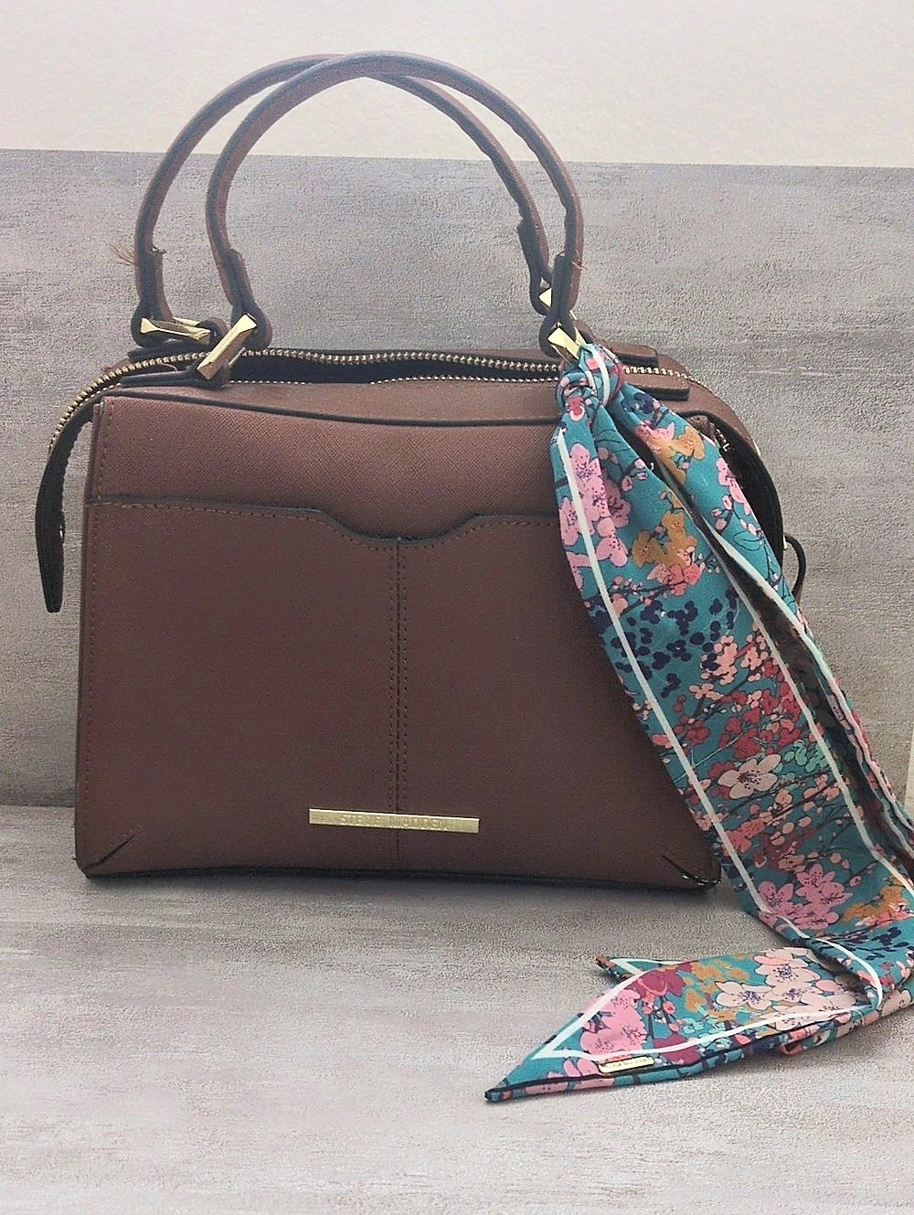 Steve Madden Brown Floral Satchel Like New